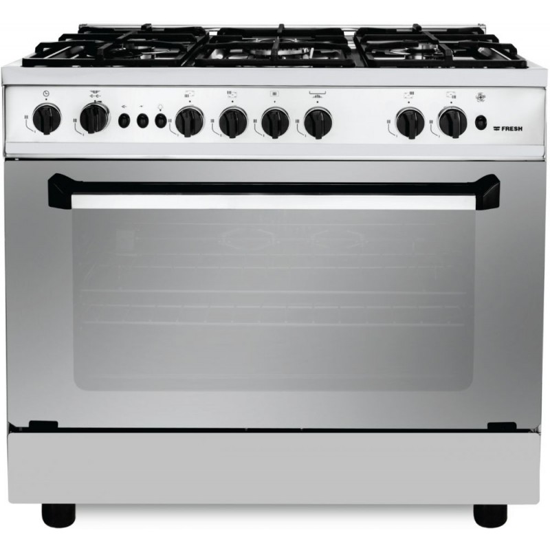 Fresh 500008931 Full Stainless Gas Cooker 5 Burners Plaza Without Cover 55 X 80 Cm